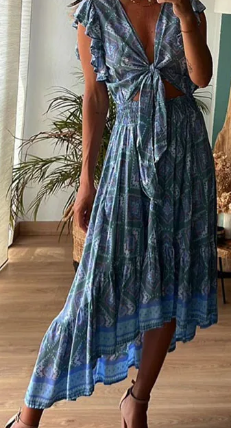 Bohemian Sea Tie Dress