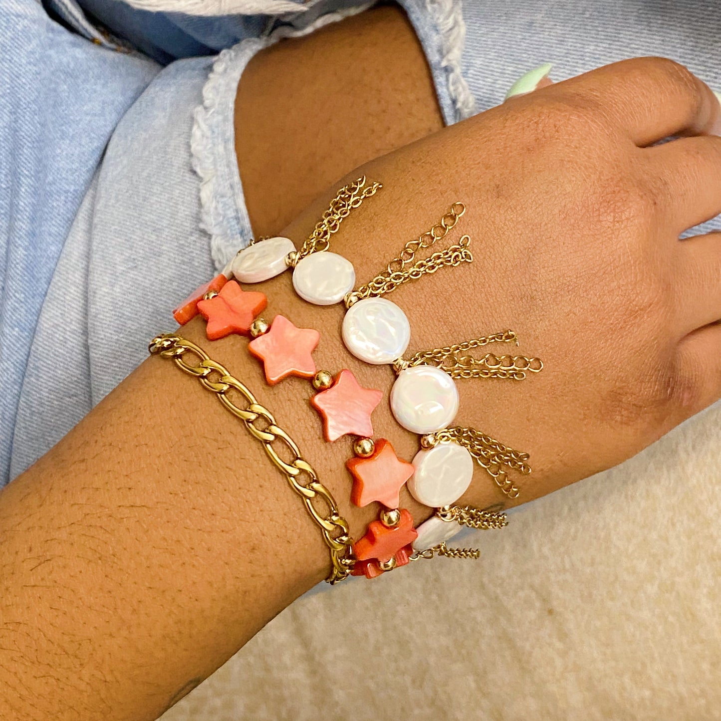 Coastal Shell Star Stretch Bracelet