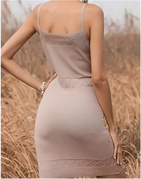 Coastal Sand Diamond Knit Dress