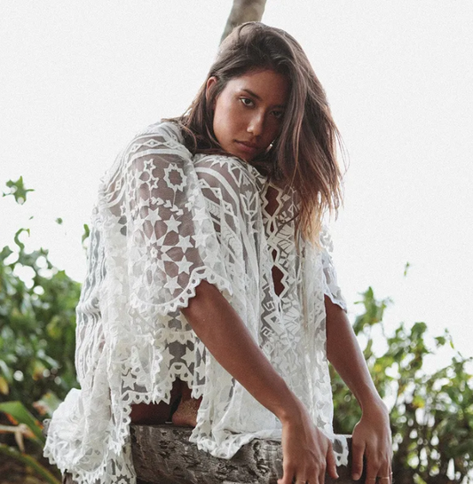 Bohemian Cream Lace Cover Up