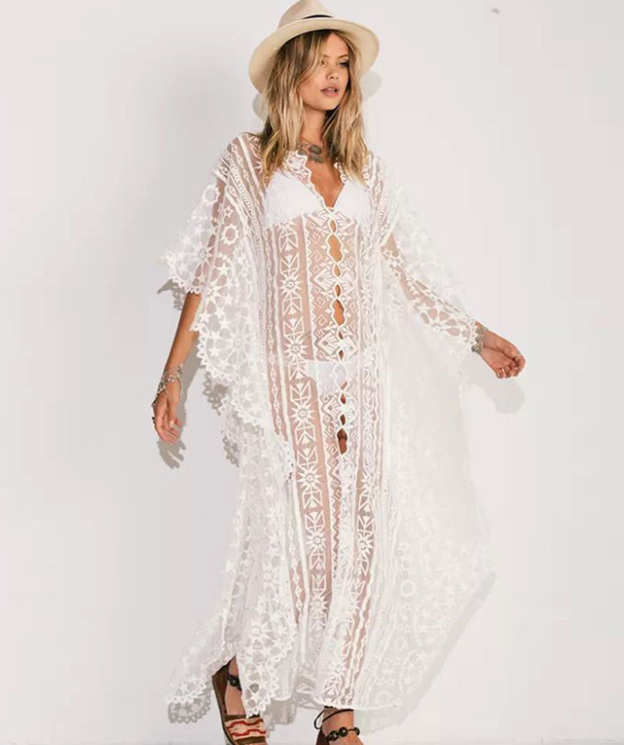 Bohemian Cream Lace Cover Up