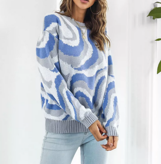 Marble Blue Wave Sweater