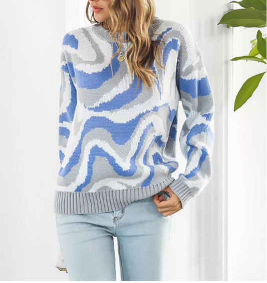 Marble Blue Wave Sweater