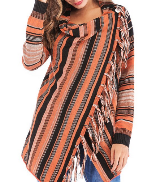 Bohemian Tangerine Tassel Cardigan