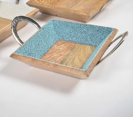Coastal Aqua Mango Wood Trays (3 pcs)