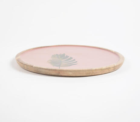 Tropical Coral Leaf Wooden Plate