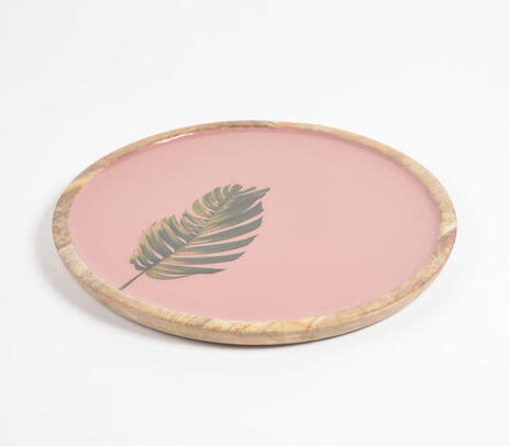 Tropical Coral Leaf Wooden Plate