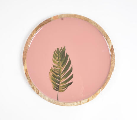 Tropical Coral Leaf Wooden Plate