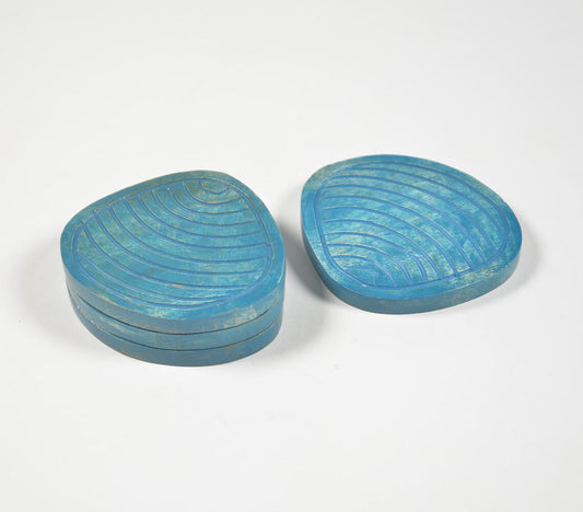 Coastal Aqua Mango Wood Coasters