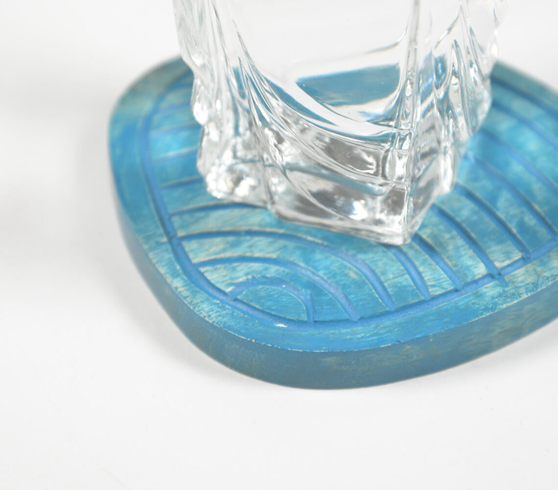 Coastal Aqua Mango Wood Coasters