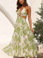 Tropical Leaf Halter Dress