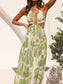 Tropical Leaf Halter Dress