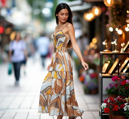 Bohemian Floral Clay Maxi Dress