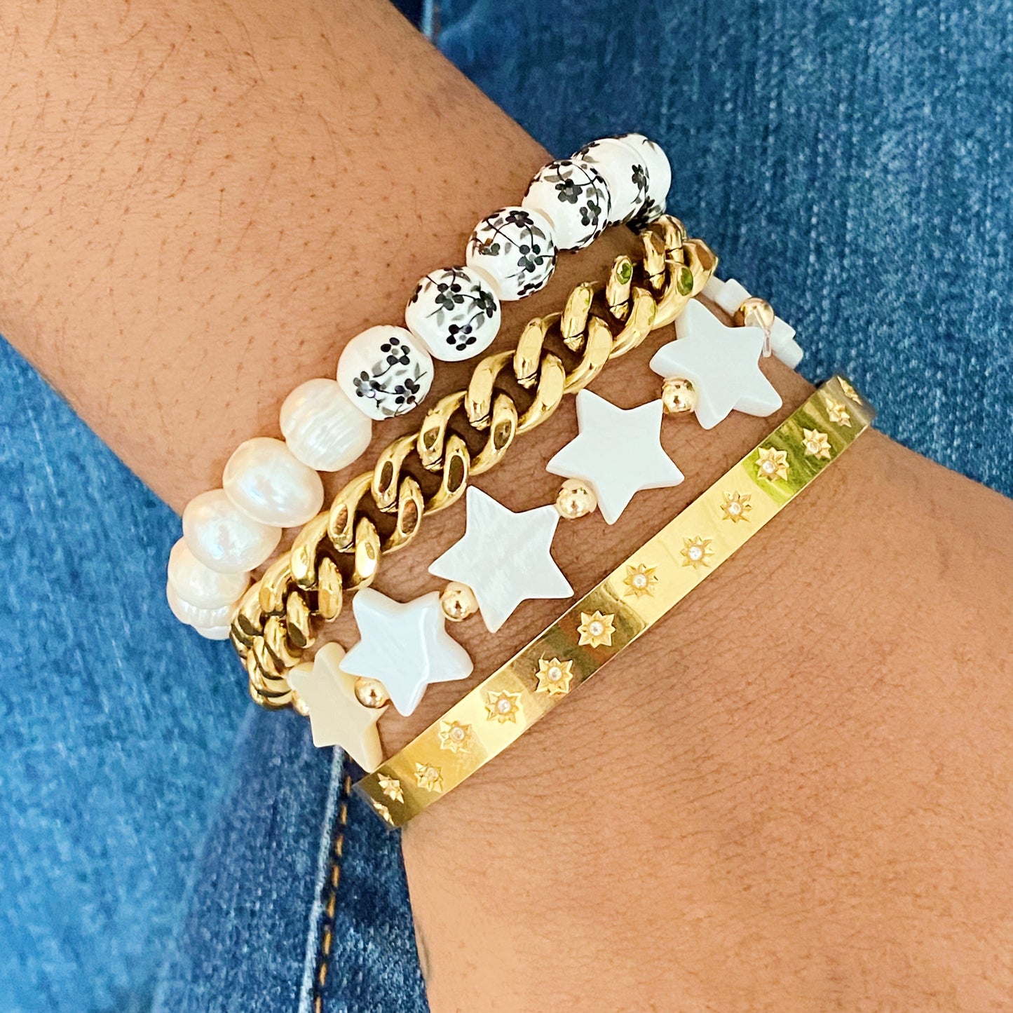 Coastal Shell Star Stretch Bracelet
