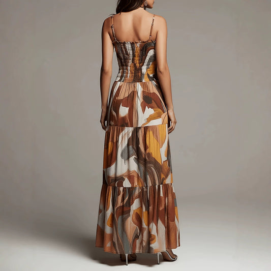 Bohemian Floral Clay Maxi Dress