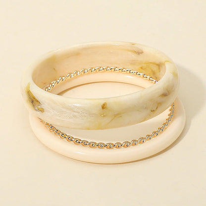 Marble Allure White Sand Stacked Bracelets