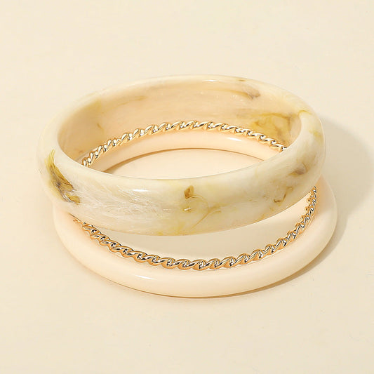 Marble Allure White Sand Stacked Bracelets