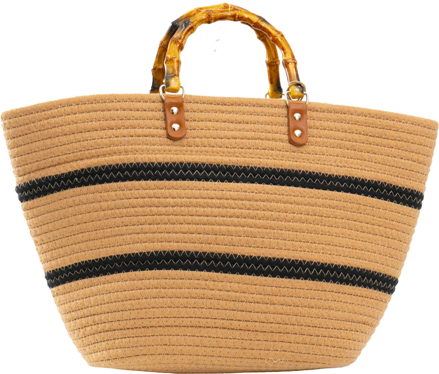 Bamboo Handle Cotton Woven Tote