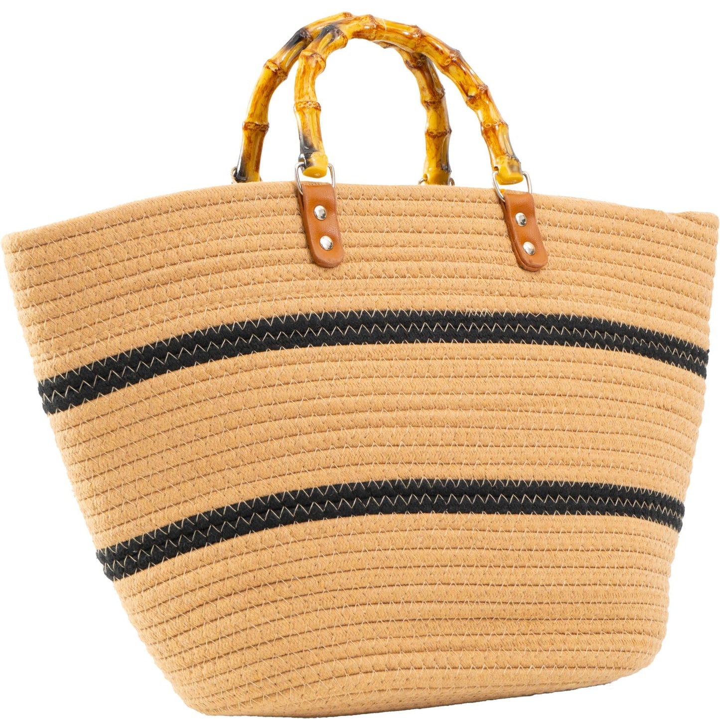 Bamboo Handle Cotton Woven Tote
