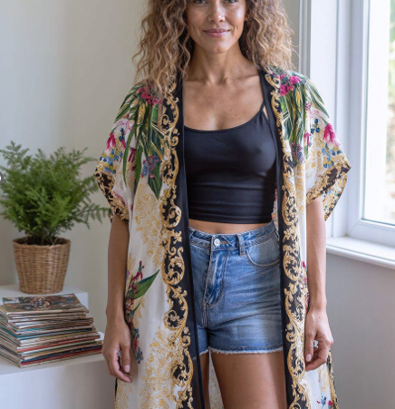 Tropical Golden Flower Cover Up