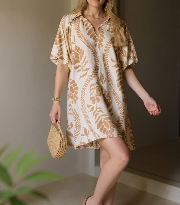 Tropical Sand Vine Tunic Dress