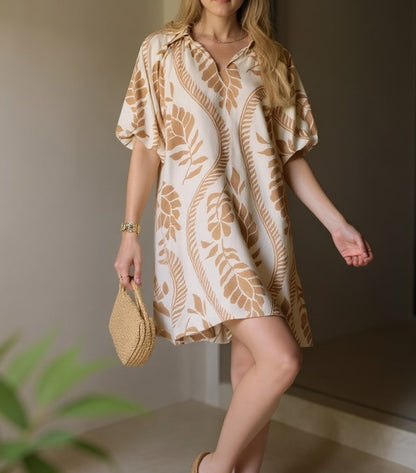 Tropical Sand Vine Tunic Dress