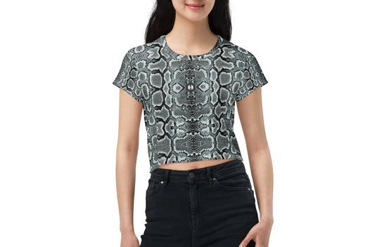 Tropical Snakeskin Allure Jersey Cropped Tee