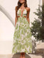 Tropical Leaf Halter Dress