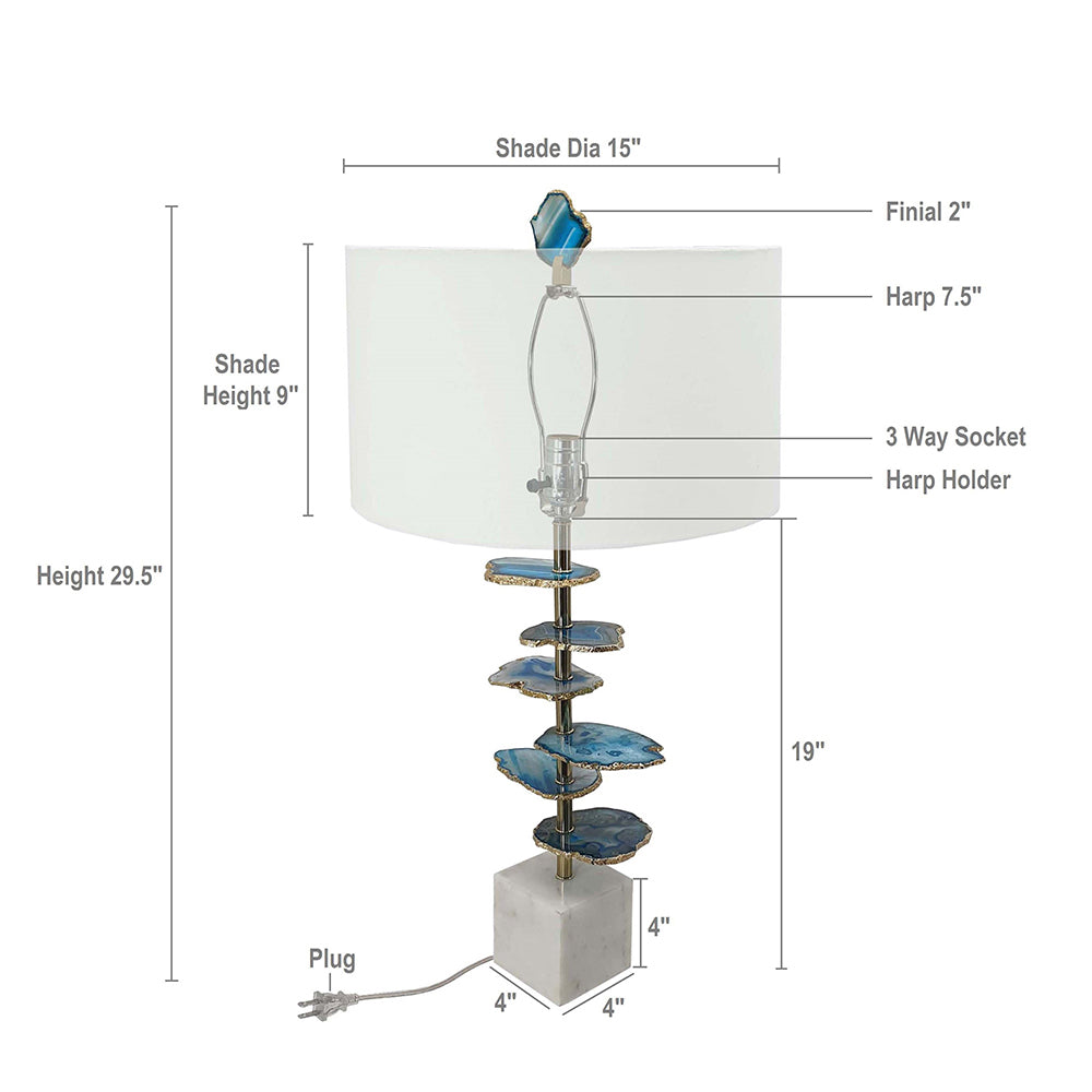 Coastal Allure Blue Stone Marble Lamp