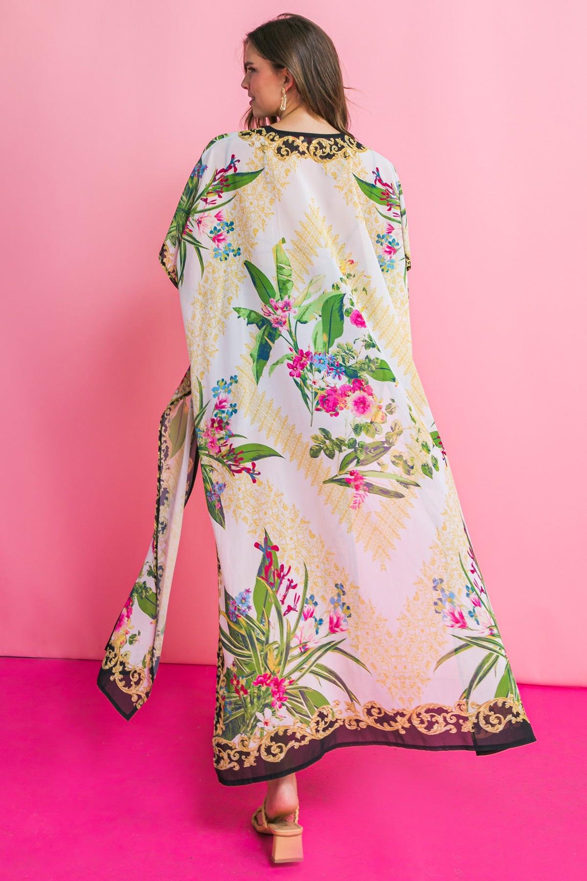 Tropical Golden Flower Cover Up