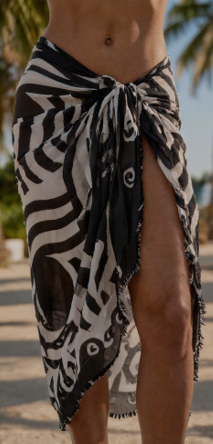 Tropical Black Flower Sheer Cover Up