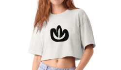 Tropical Black Flower Cropped Tee