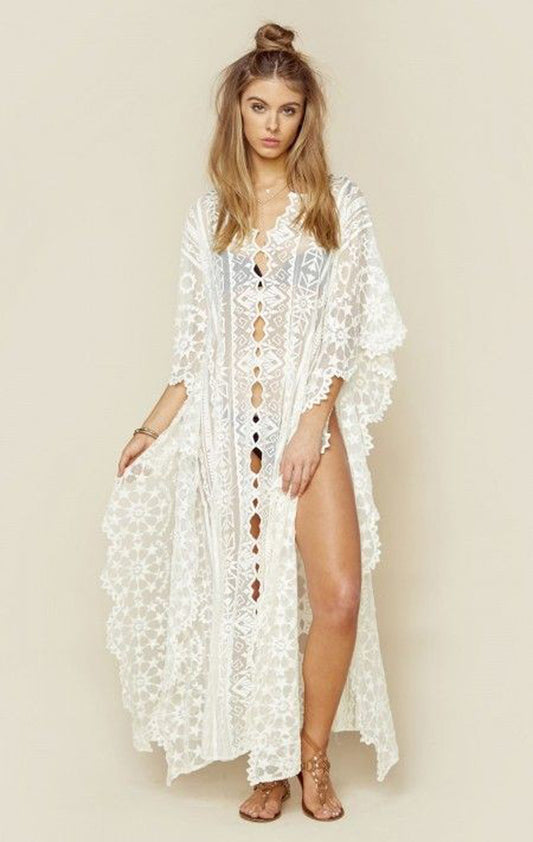 Bohemian Cream Lace Cover Up