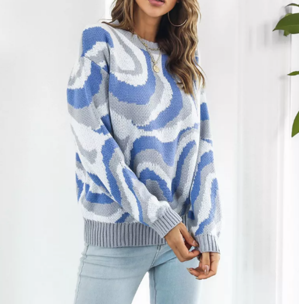 Pucci Women's Marble Inlay Print Sweater Blue main image 1