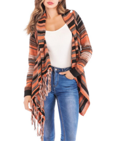 Bohemian Tangerine Tassel Cardigan